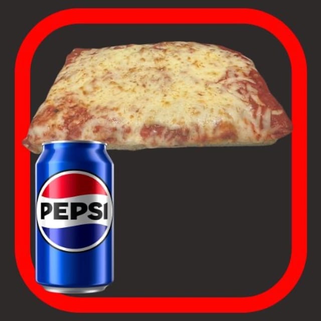 Sicilian Cheese Slice & Drink.